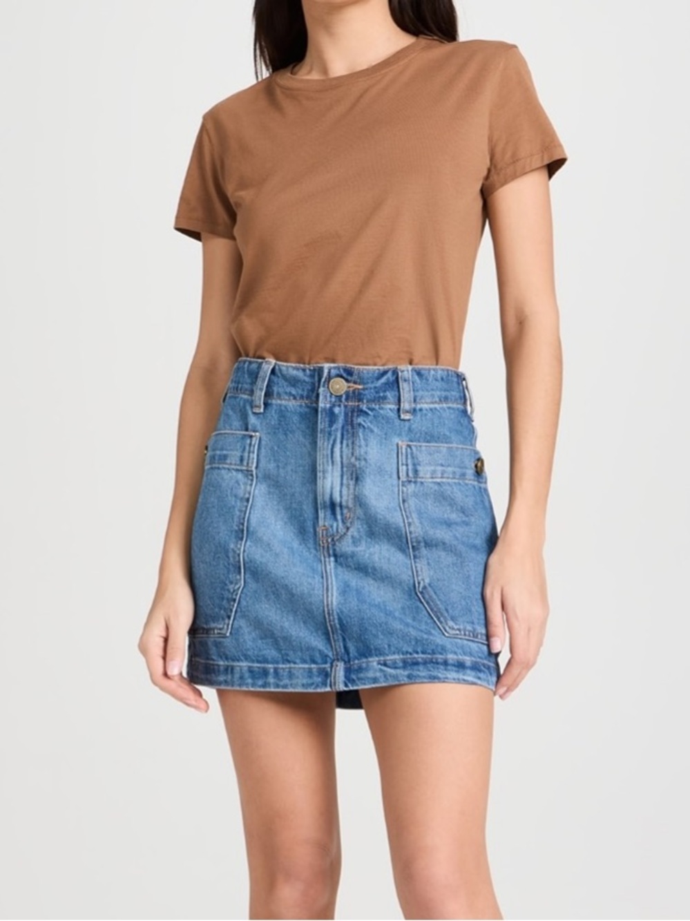 FRAME Denim Mini Blue Jean Skirt Size 30 Side Pockets Retail $228